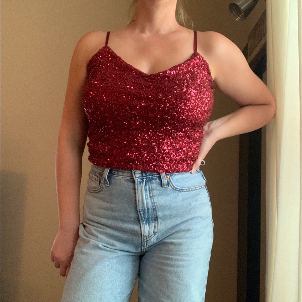 VINTAGE The Limited Red Sequined Cami
